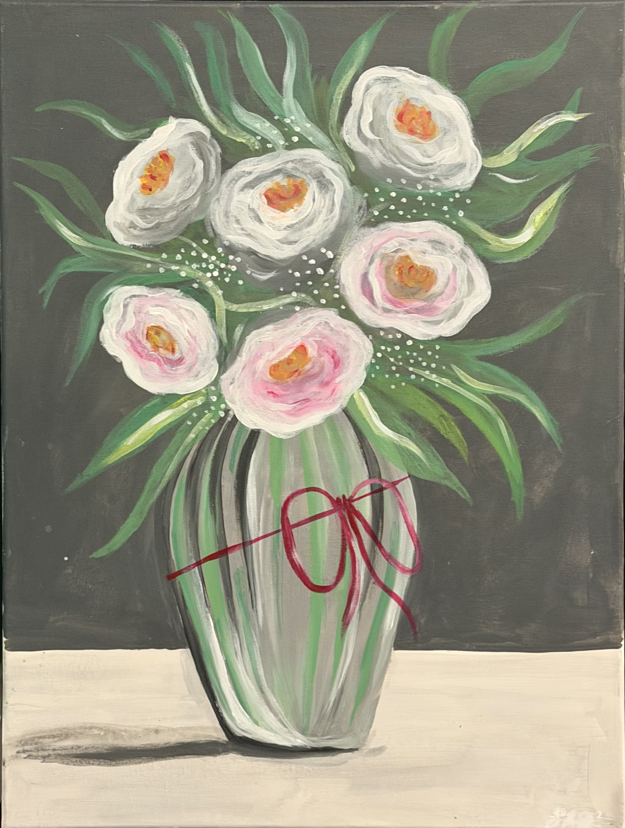 Flowers in a Vase — guided painting design